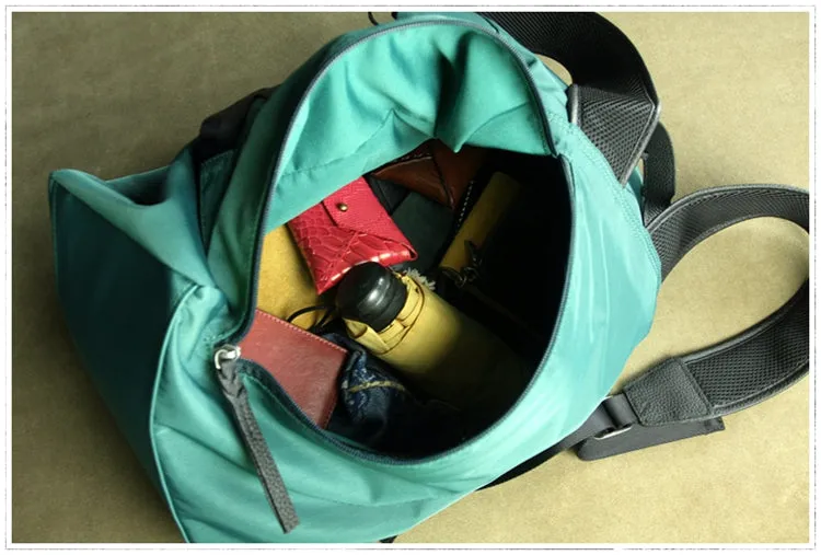 Womens Nylon Large Backpack Purse Bright Green Nylon Travel Backpack School Rucksack for Ladies