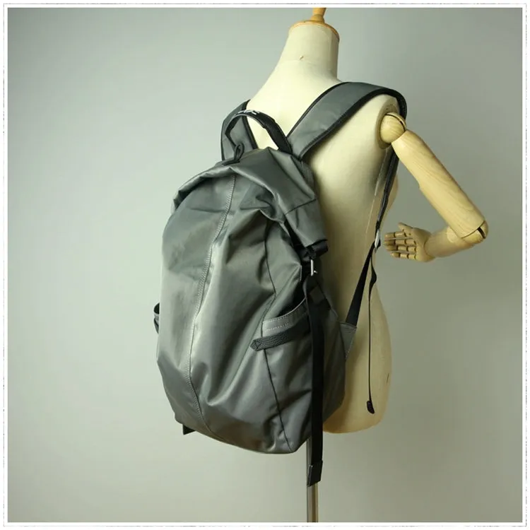 Womens Nylon Large Backpack Purse Khaki Nylon Travel Backpack School Rucksack for Ladies