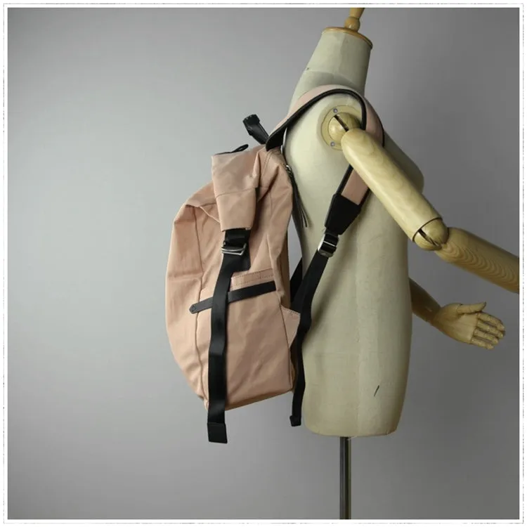 Womens Nylon Large Backpack Purse Khaki Nylon Travel Backpack School Rucksack for Ladies