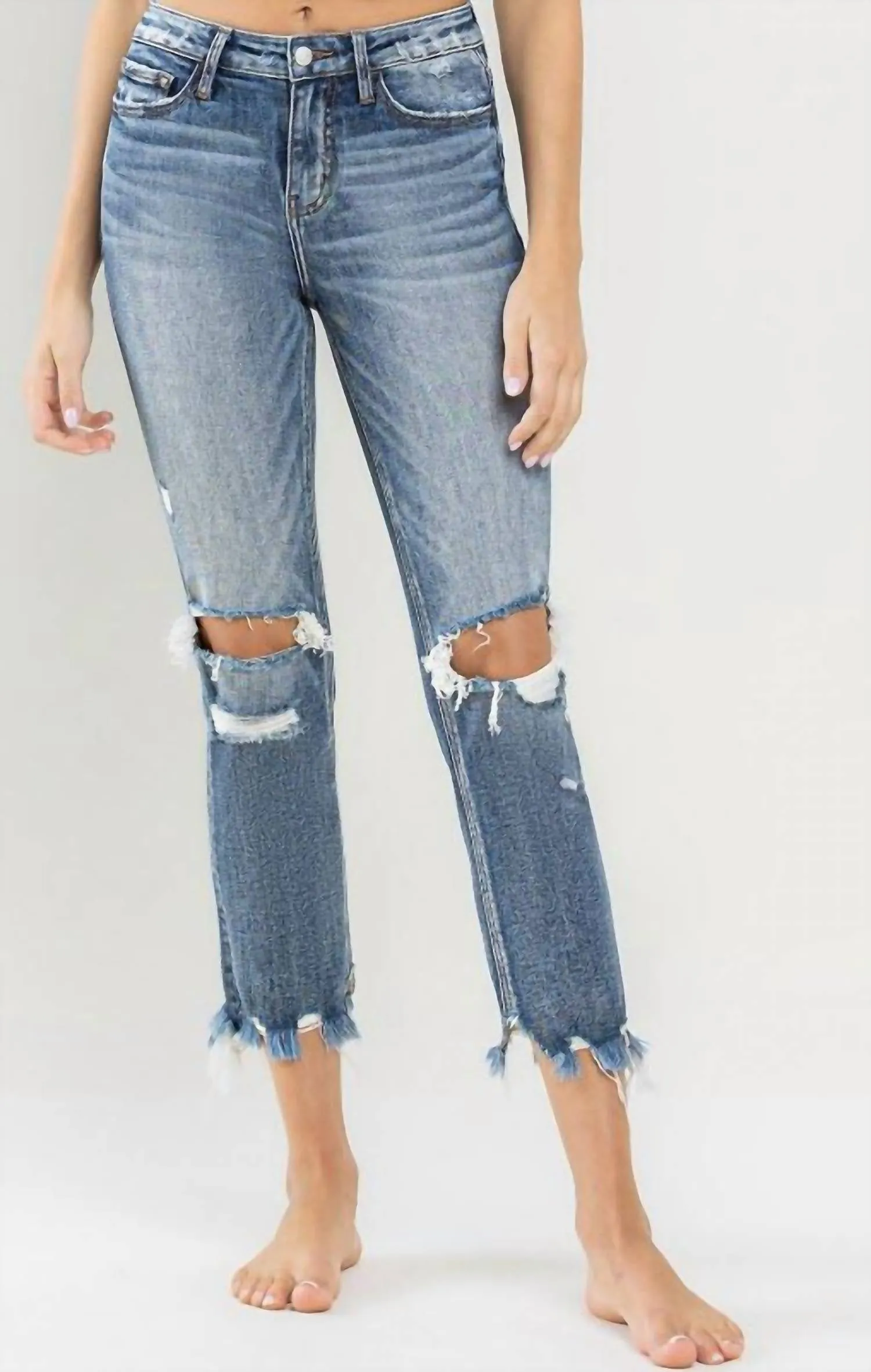 Women's Plus Size High Rise Slim Straight Record Setting Jean In Medium Blue