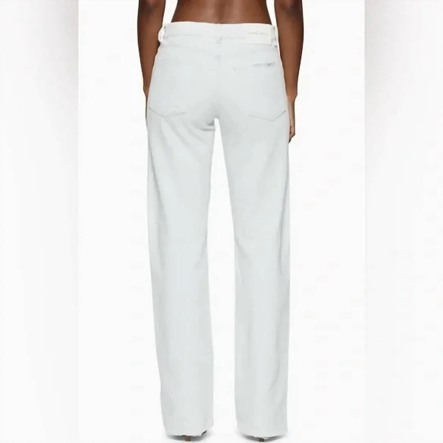 Women's Ripped Slim Fit Straight Leg Jeans In White Wash With A Blue Tint