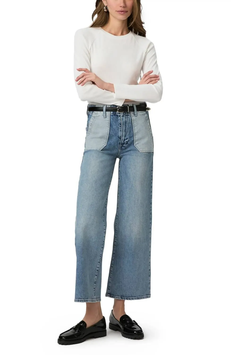 Women's Sasha Ankle With Reverse Utility Pockets Jean In Saylor Distressed