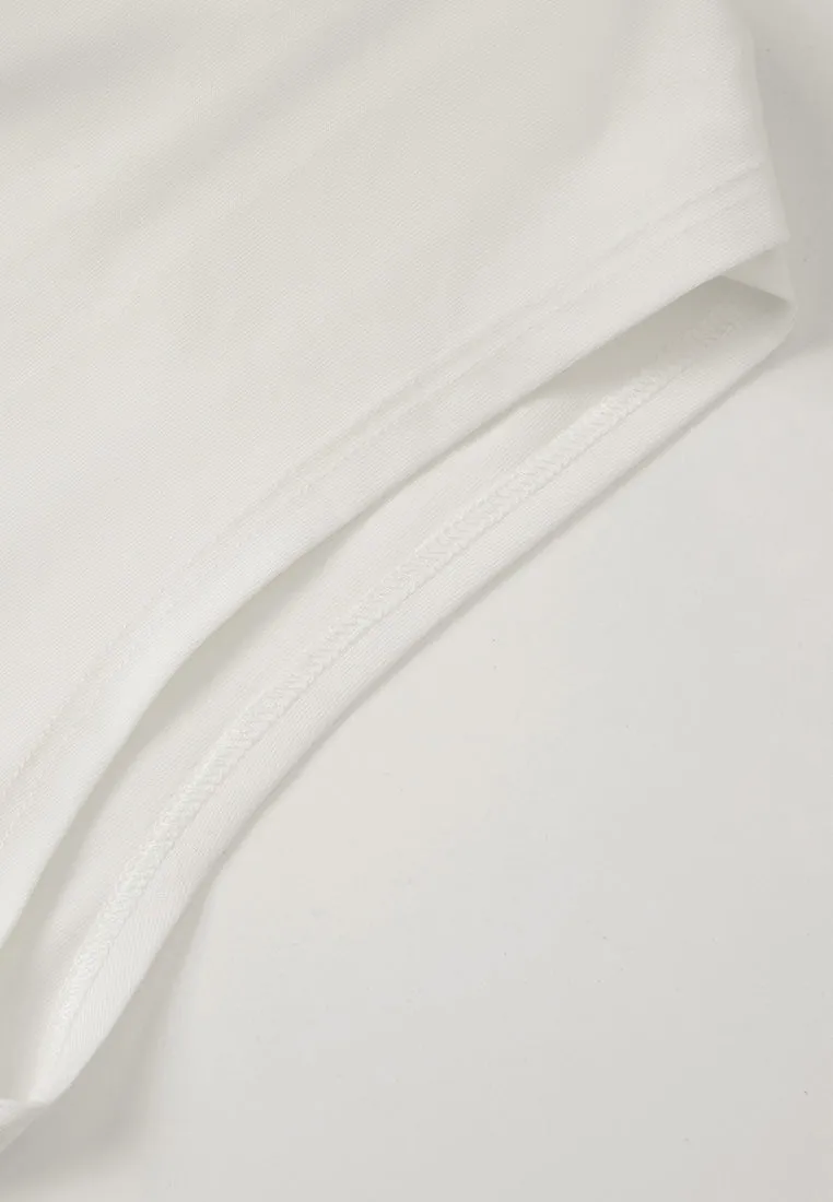 Wrinkle-detail Logo-stamp Cap-sleeve Shirt
