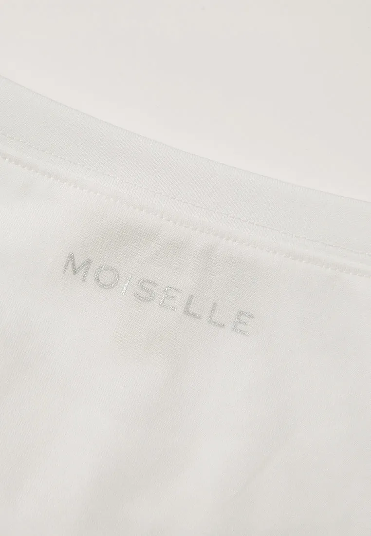 Wrinkle-detail Logo-stamp Cap-sleeve Shirt