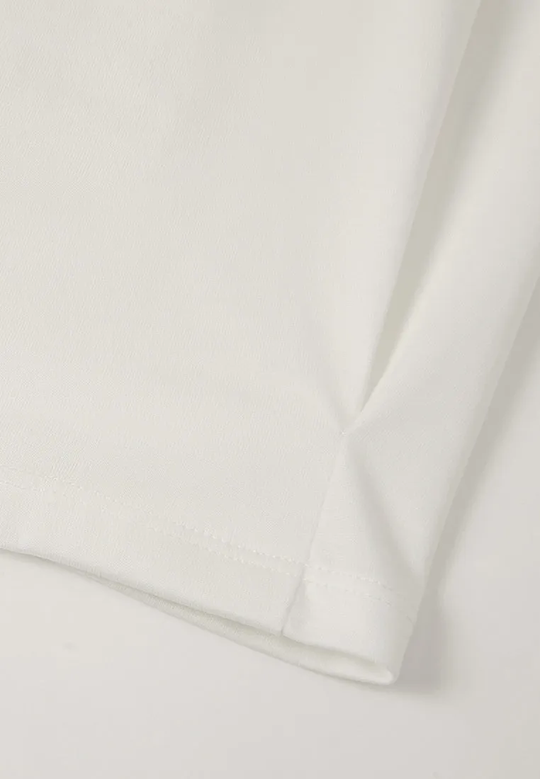 Wrinkle-detail Logo-stamp Cap-sleeve Shirt