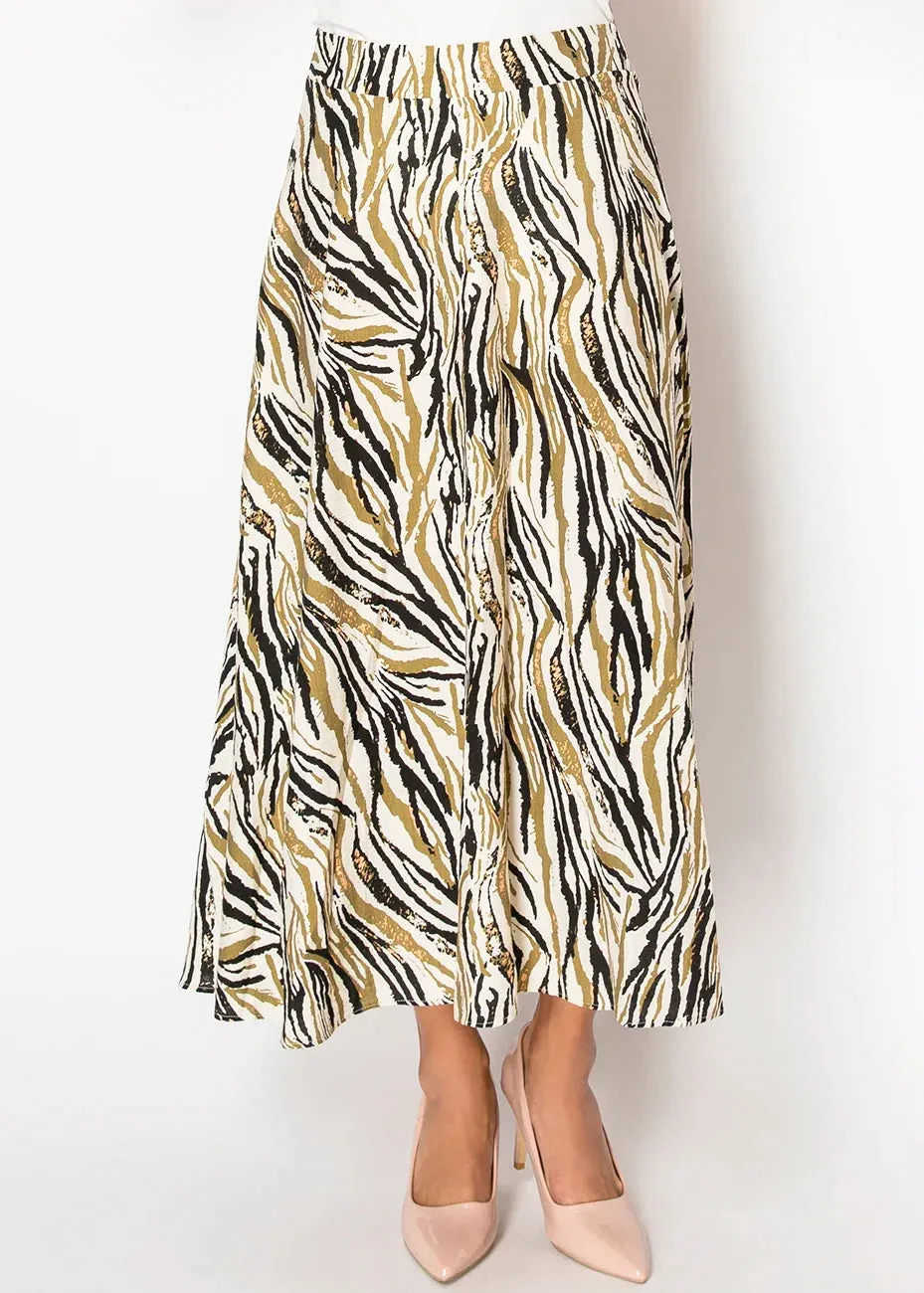 Zebra Striped Flowy Skirt
