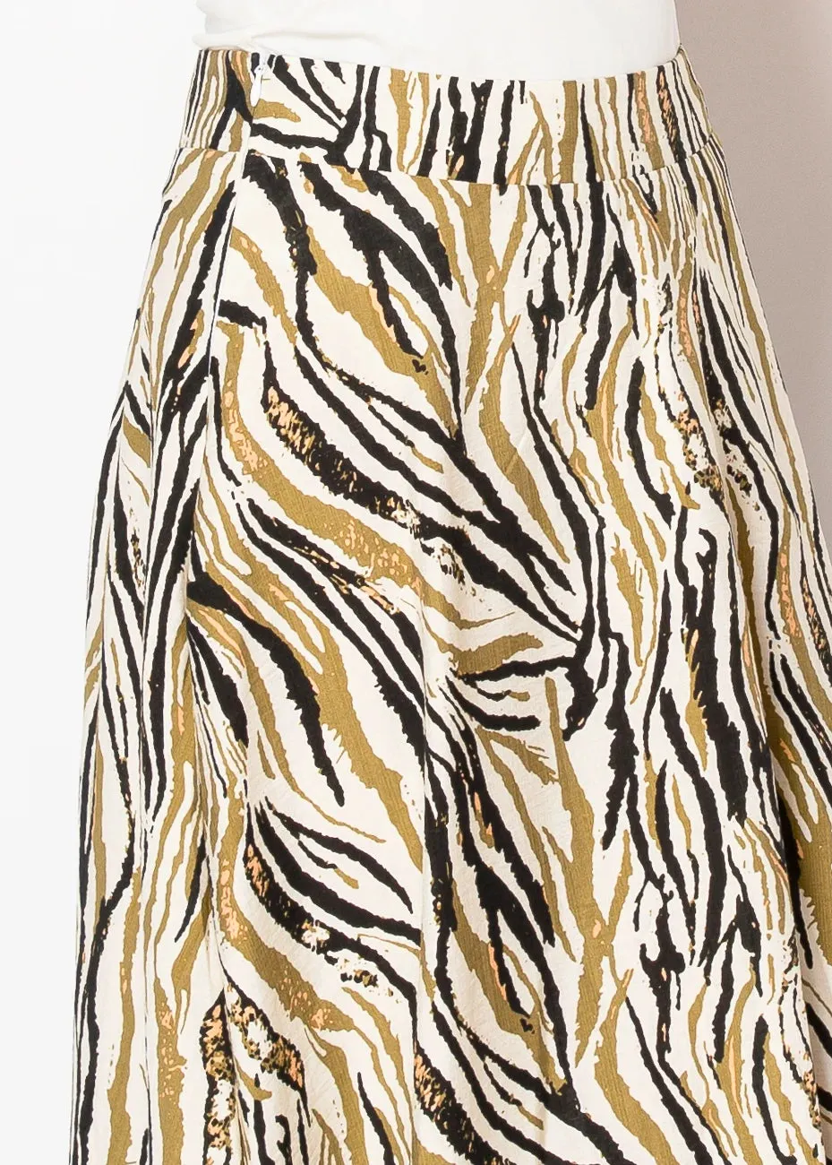 Zebra Striped Flowy Skirt