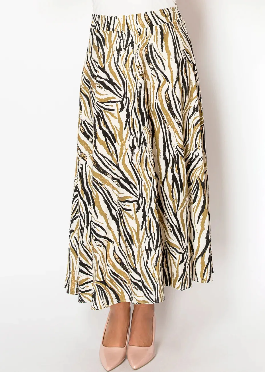 Zebra Striped Flowy Skirt