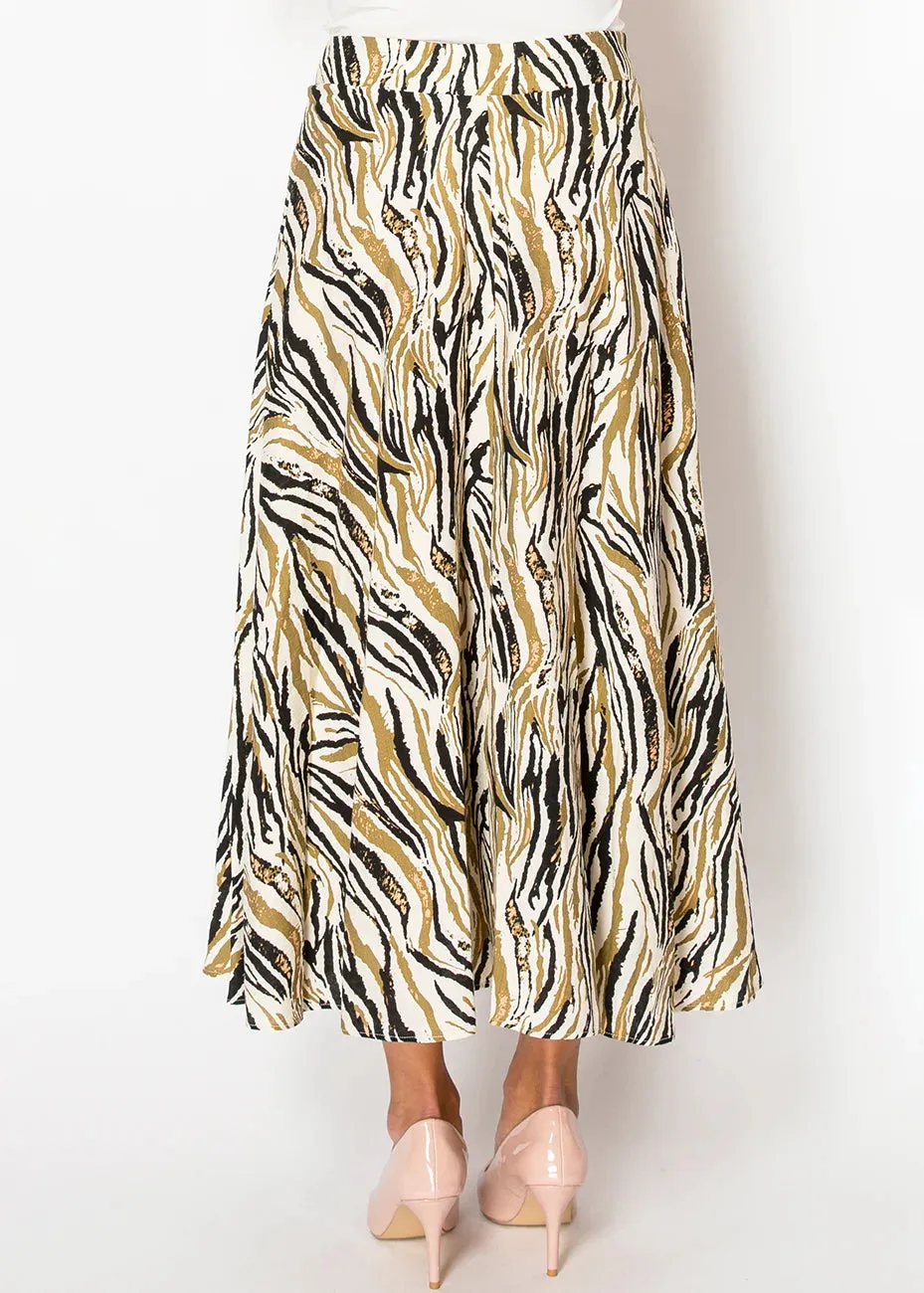 Zebra Striped Flowy Skirt